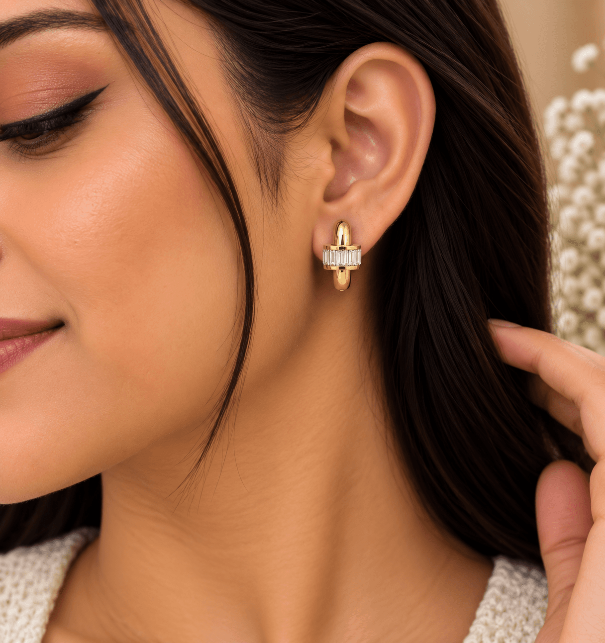 Aurelia Baguette Hoops view 2
