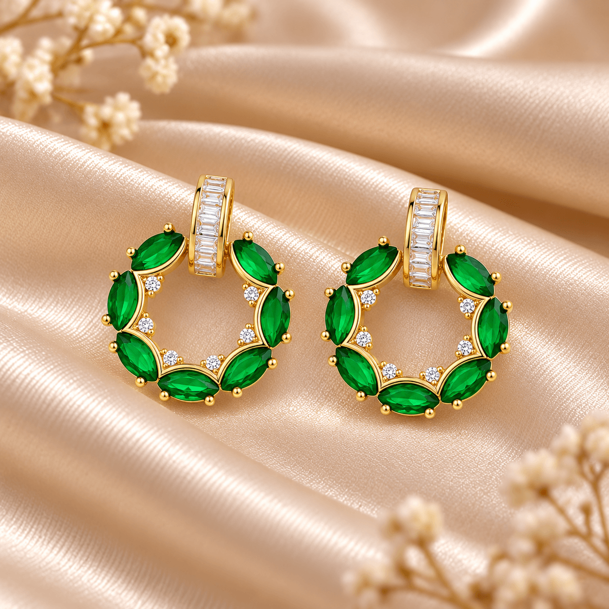 Emerald Laurel Earrings