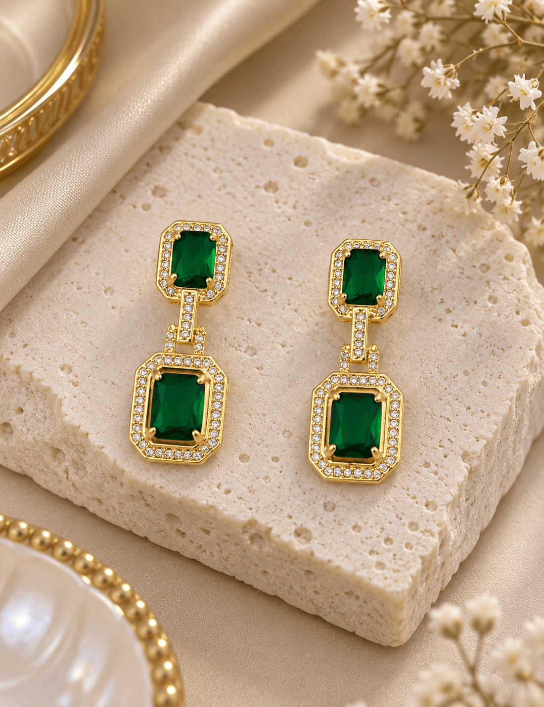 Emerald Royale Drop Earrings.
