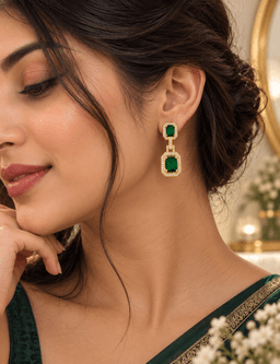 Emerald Royale Drop Earrings. thumbnail 2