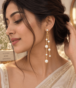 Pearl Cascade Elegance Earrings. thumbnail 2