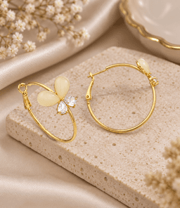 Ivory Petal Hoop Earrings. thumbnail 1