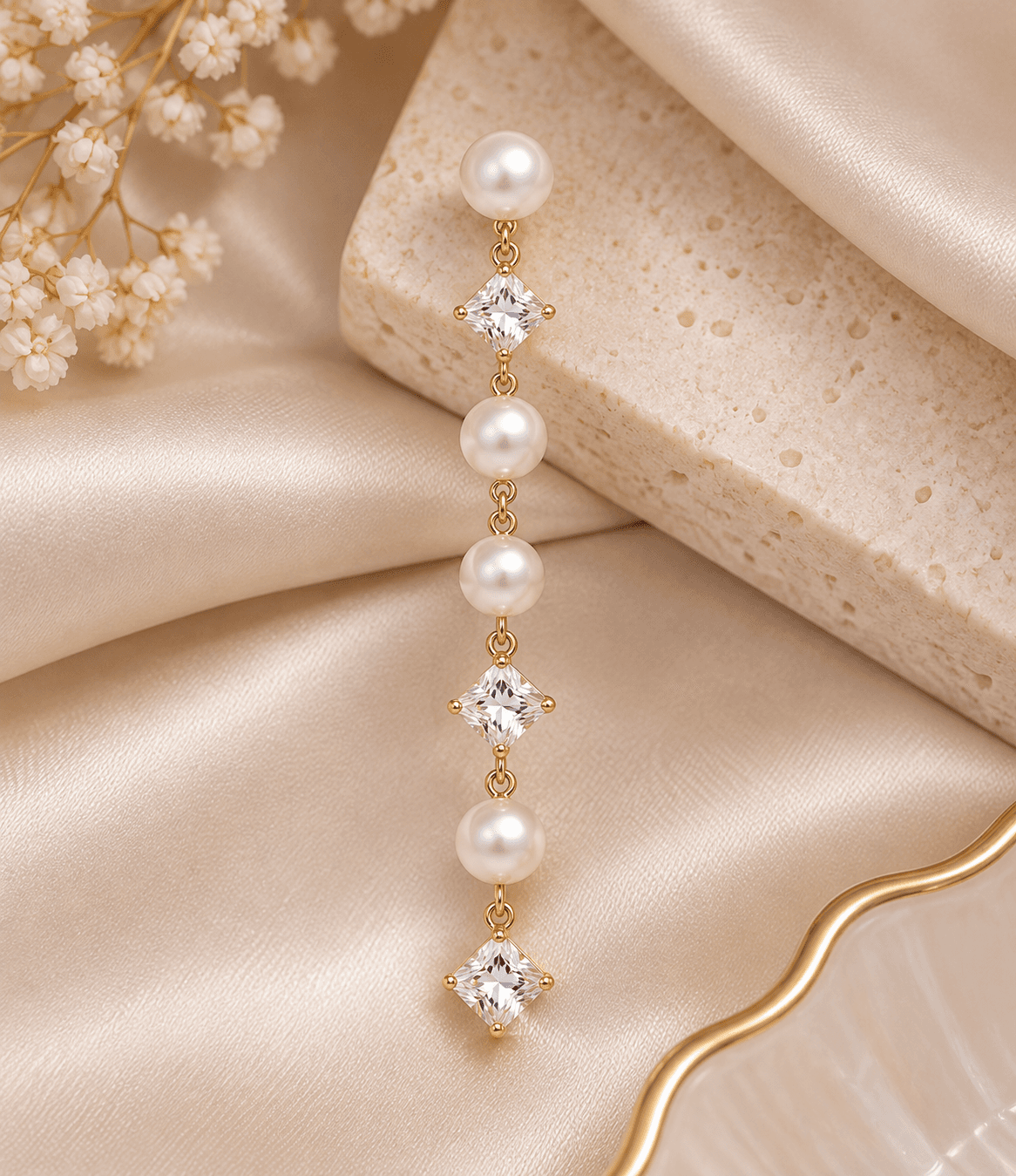 Celeste Pearl Cascade Earrings.