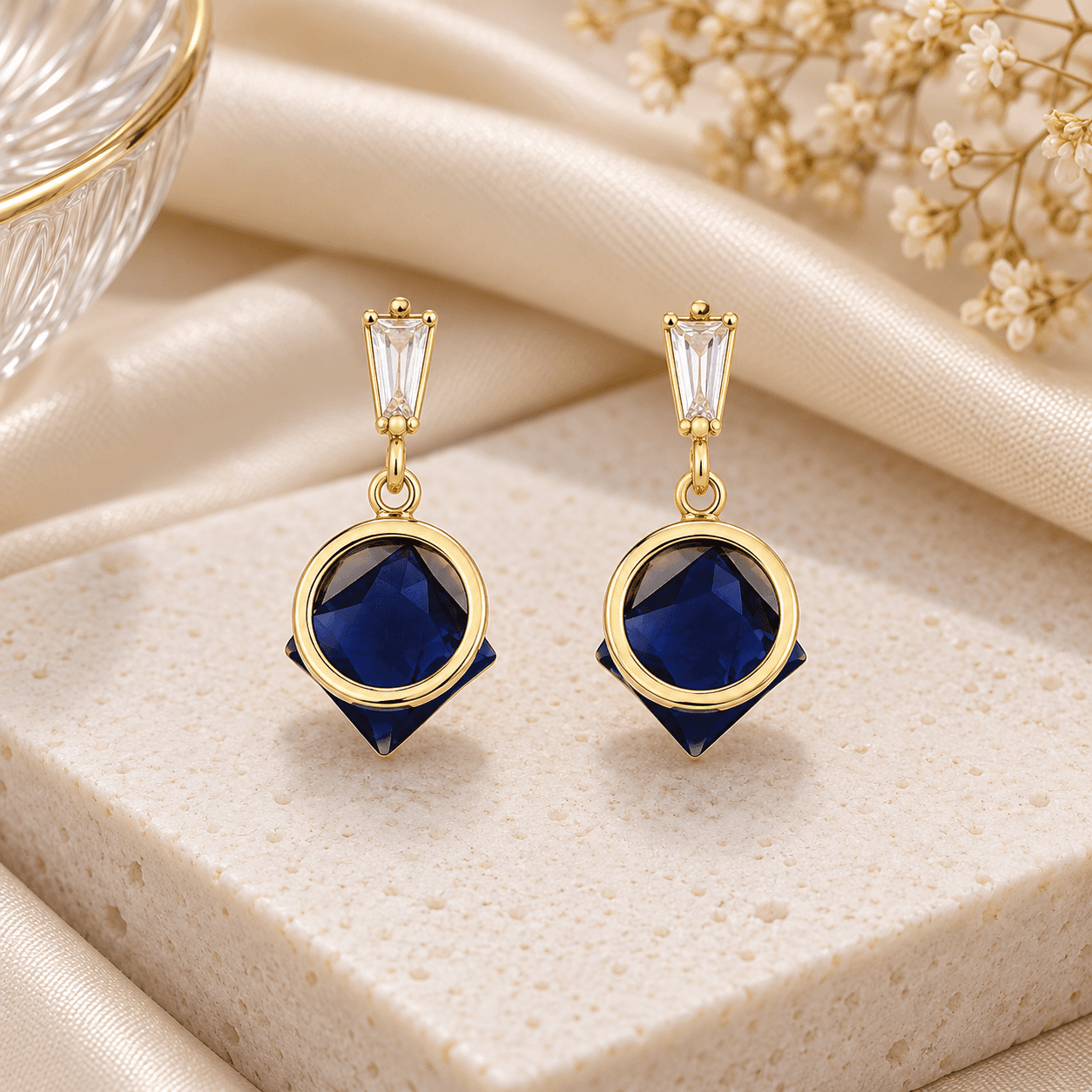 Midnight Sapphire Drop Earrings.