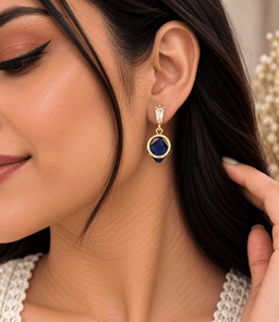 Midnight Sapphire Drop Earrings. thumbnail 2