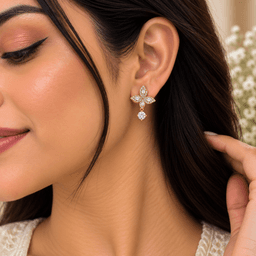 Celestia Crystal Bloom Earrings. thumbnail 2