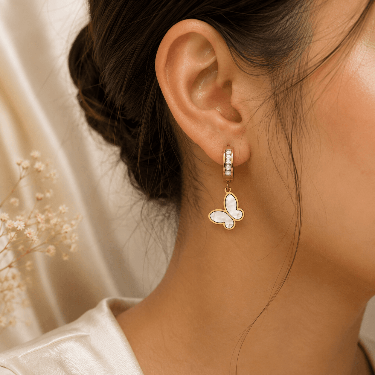 Celeste Pearl Butterfly Drops. view 2