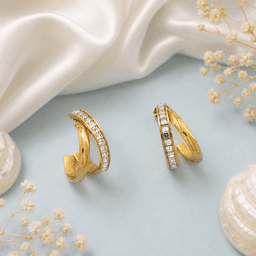 Celeste Crystal Arc Earrings. thumbnail 1