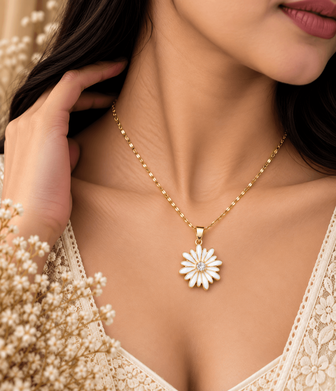 Ivory Daisy Pendant. view 2