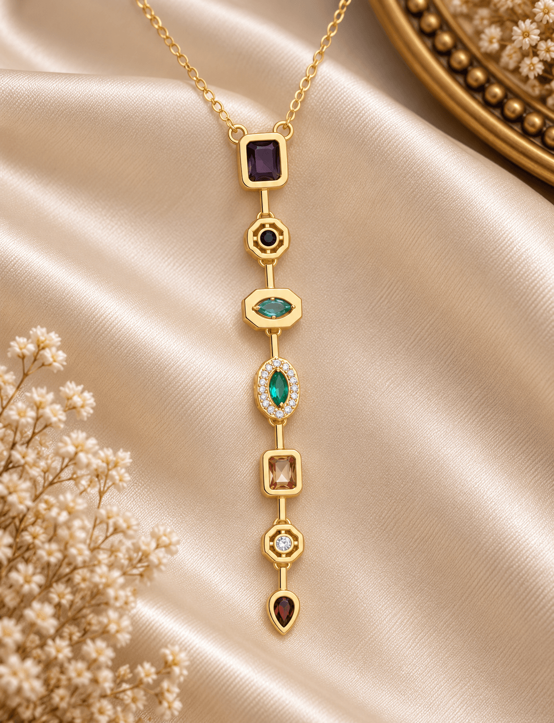 Aurora Mosaic Drop Necklace.