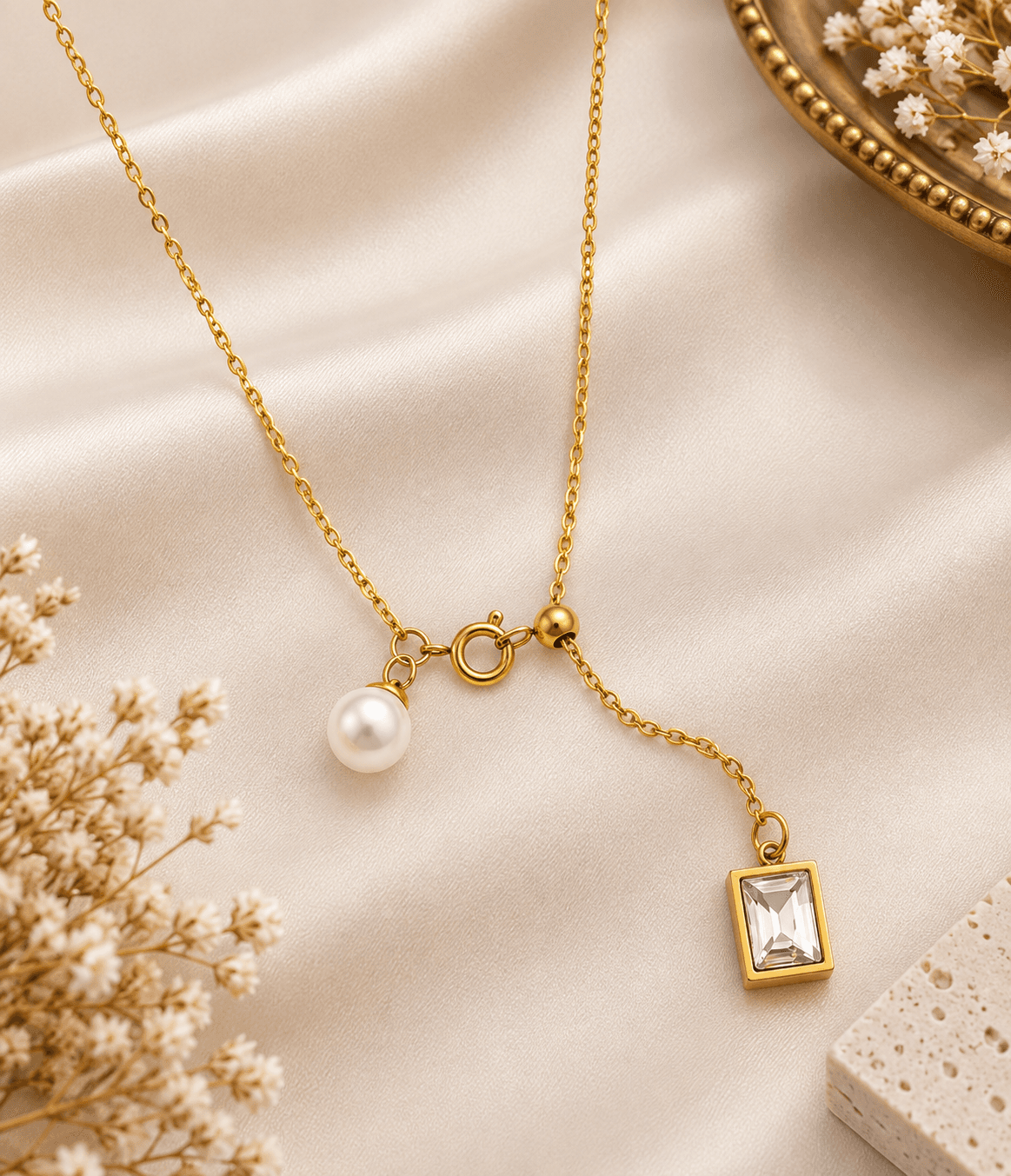 Lumière Pearl Lariat Necklace.