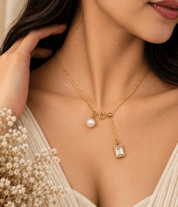 Lumière Pearl Lariat Necklace. thumbnail 2