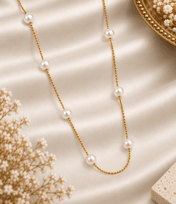 Luna Pearl Station Necklace. thumbnail 1