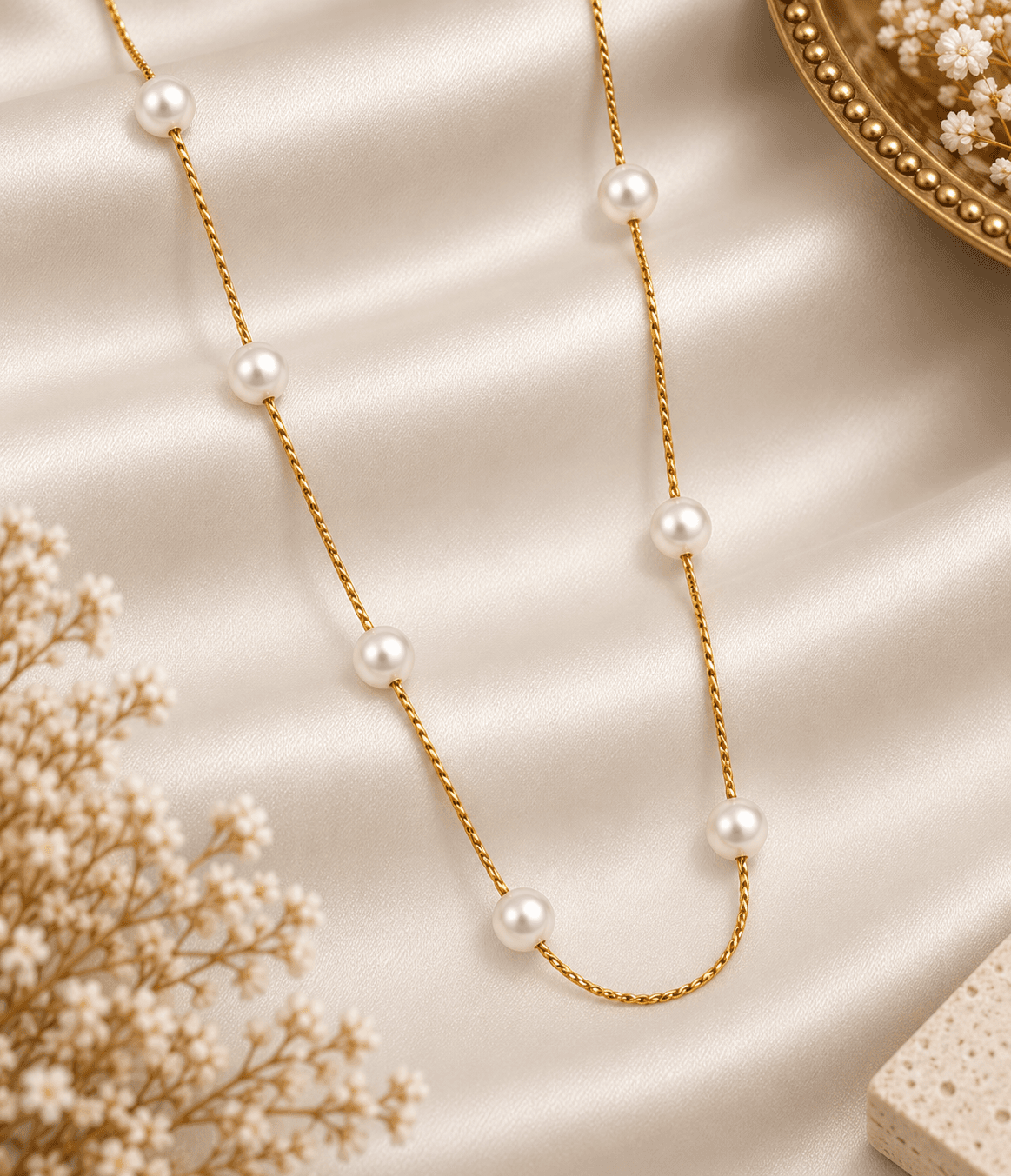 Luna Pearl Station Necklace.