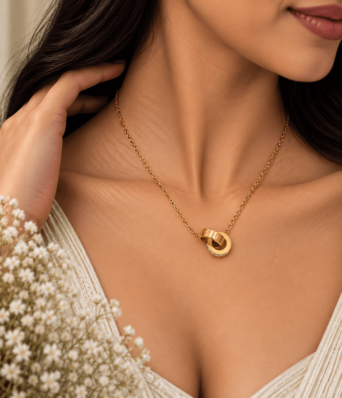 Eterna Duo Ring Necklace. view 2