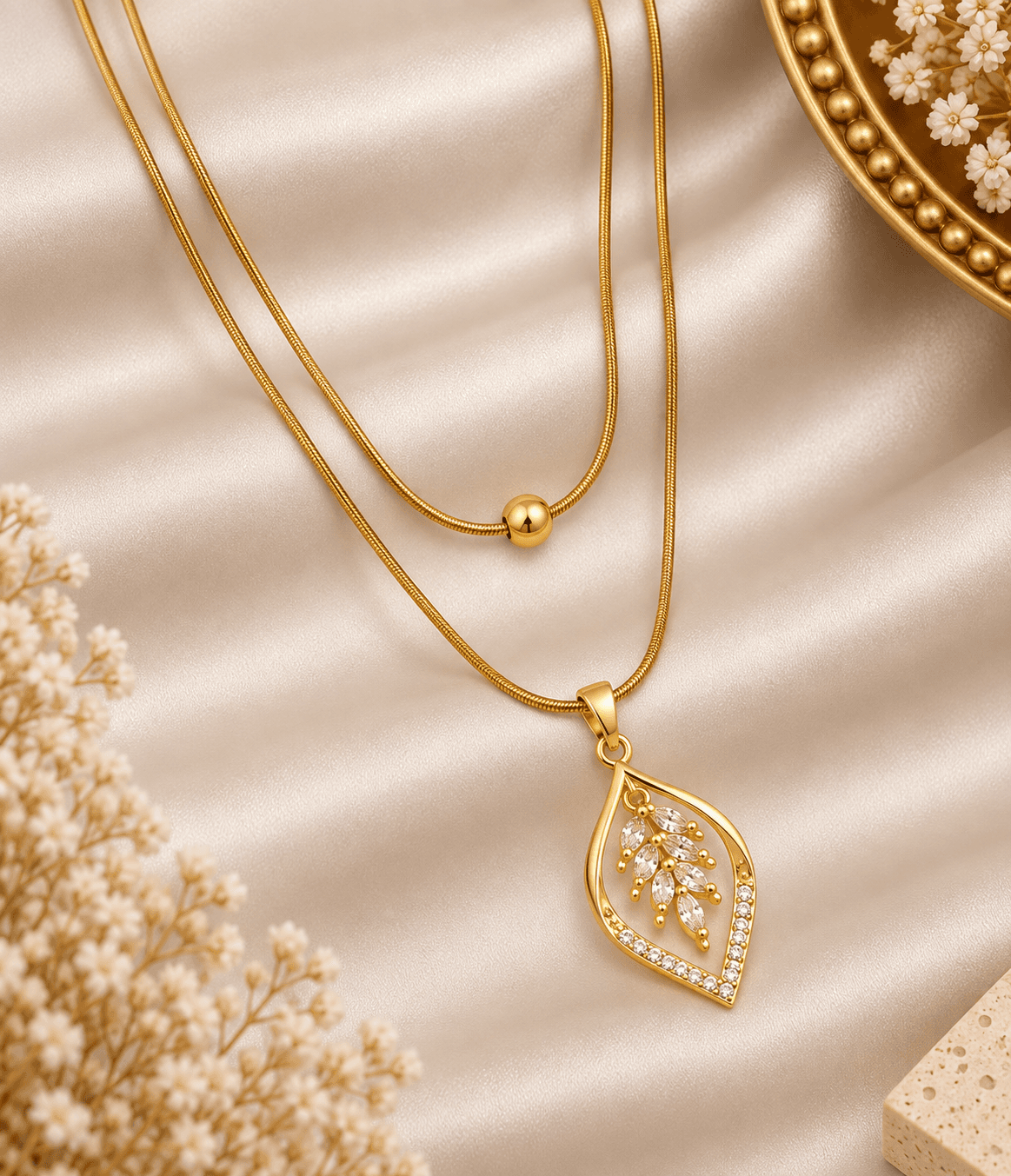 Aurelia Leaf Pendant Necklace.