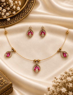 Roselle Ruby Drop Necklace Set thumbnail 1