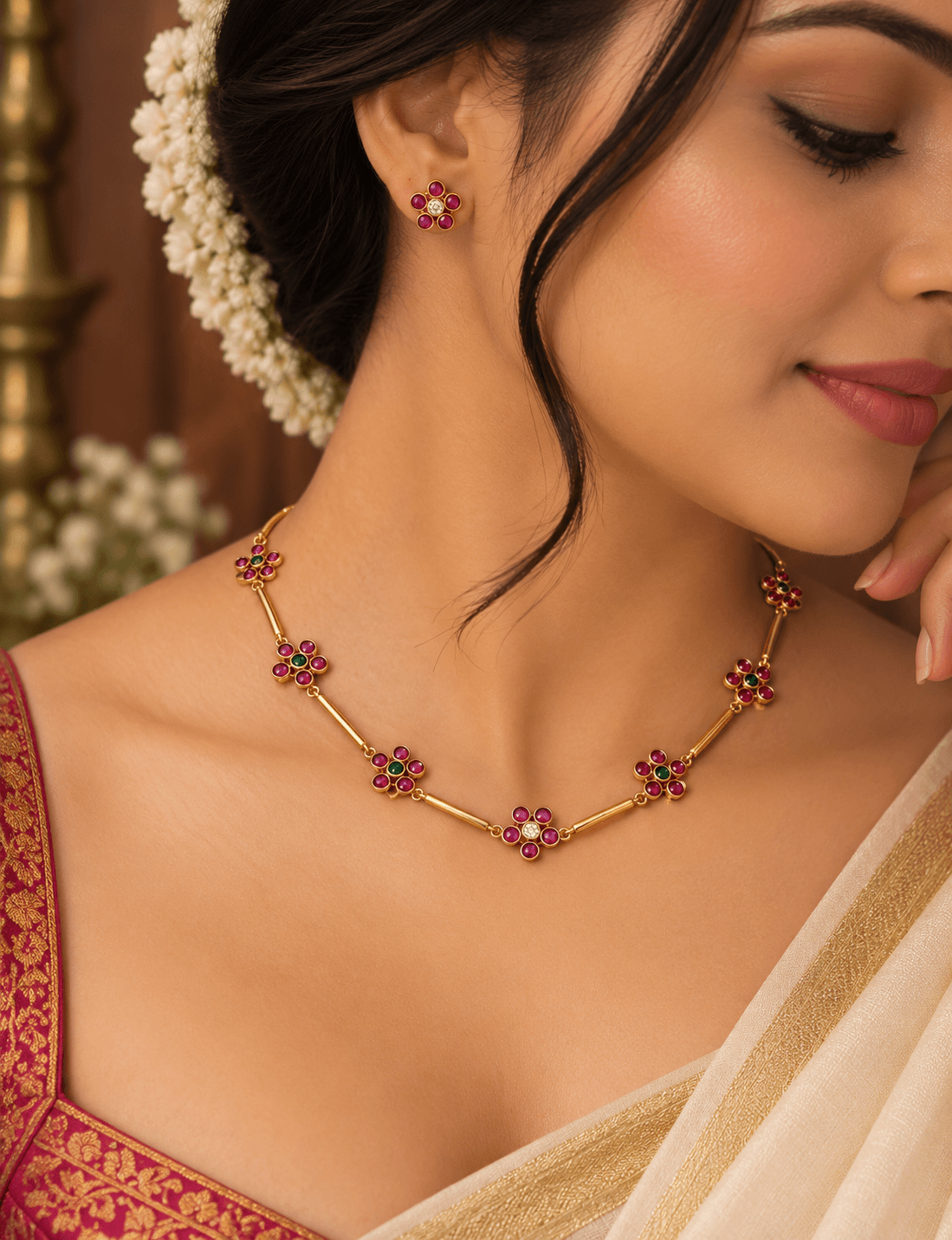 Ruhani Floral Necklace Set view 2