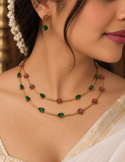 Emerald Riya Layered Necklace Set thumbnail 2