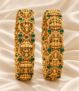 Emerald Lotus Temple Bangles thumbnail 1