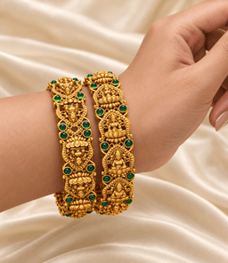 Emerald Lotus Temple Bangles thumbnail 2
