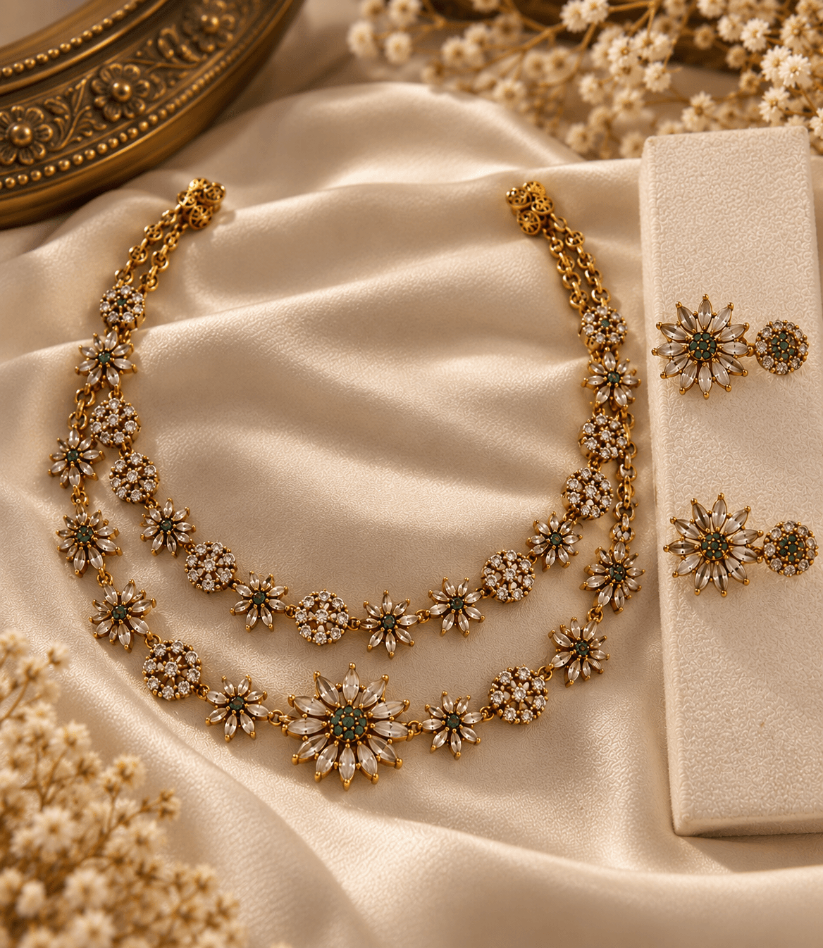 Aurelia Blossom Double-Layer Necklace Set