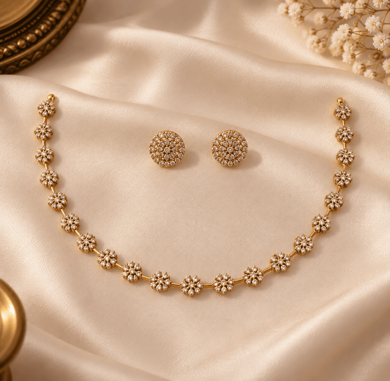 Elara Diamond Blossom Necklace Set
