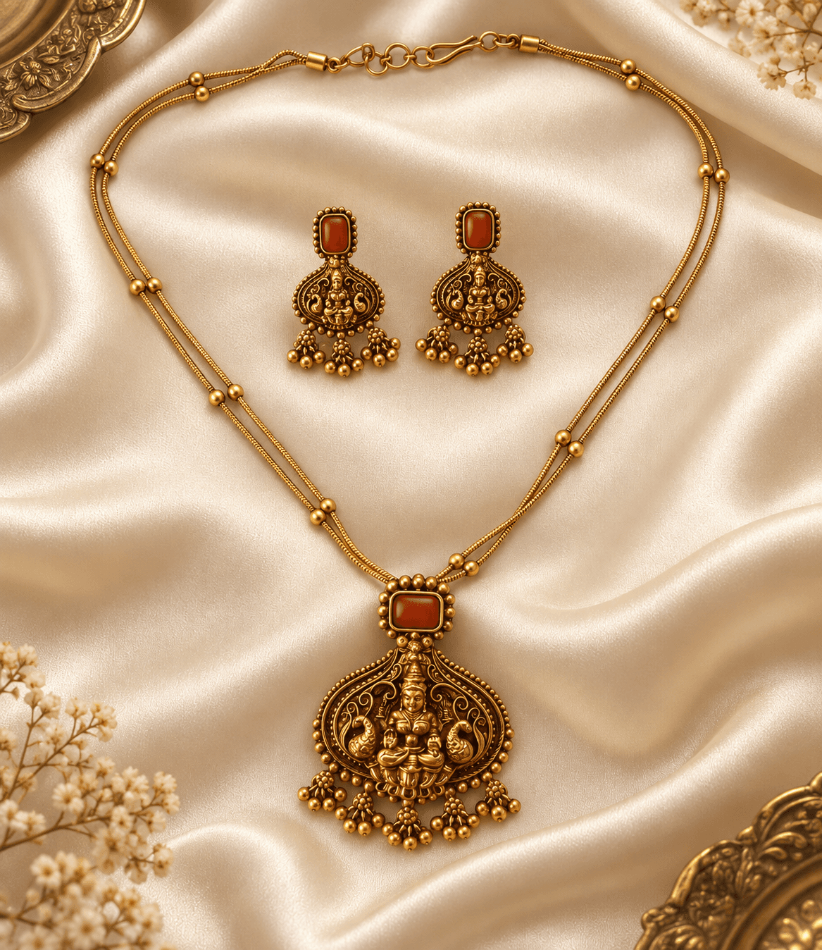 Devyani Temple Pendant Necklace Set