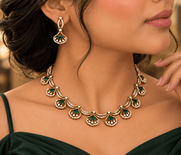 Elysia Emerald Drop Necklace Set thumbnail 2