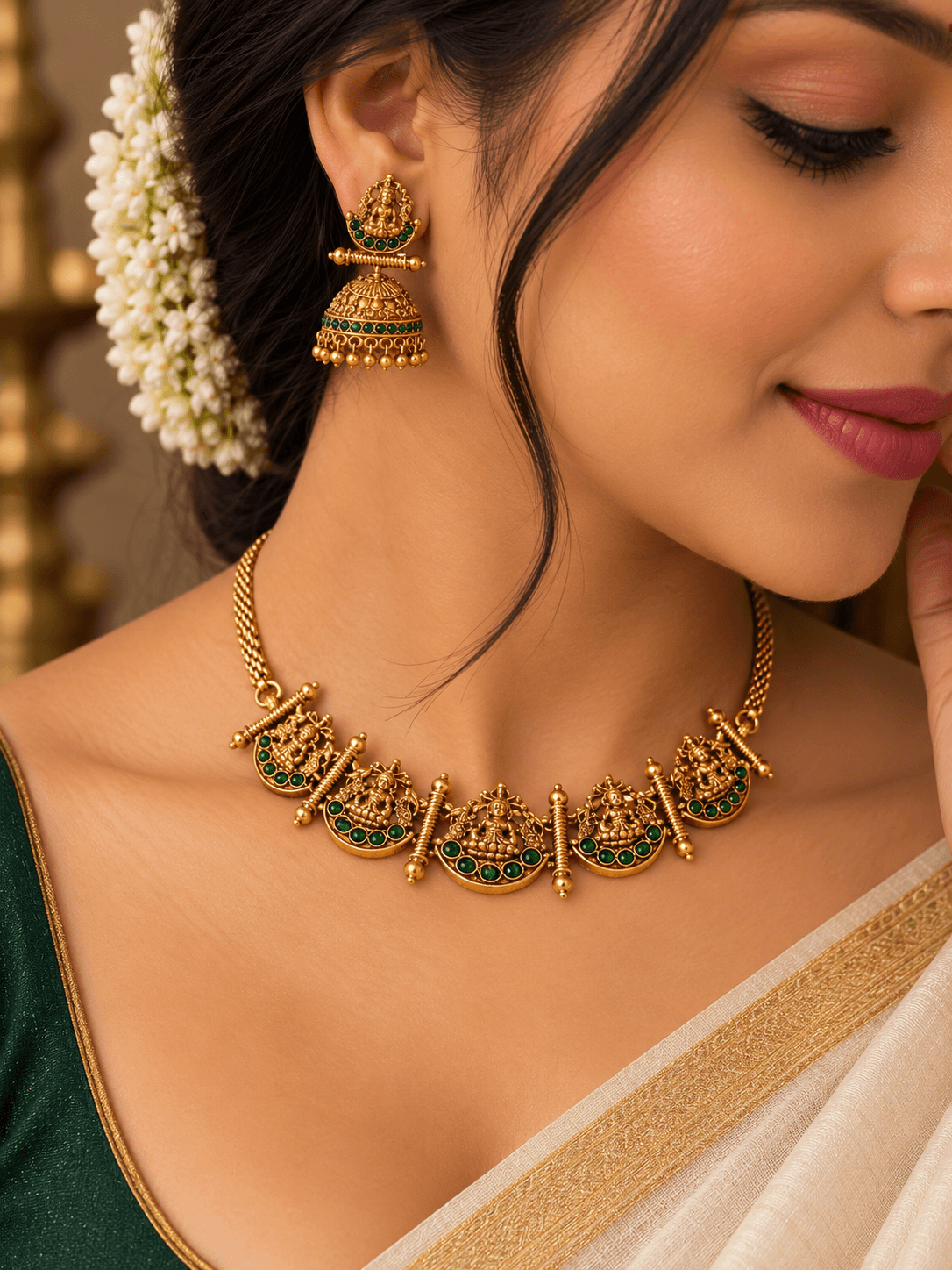 Haripriya Lakshmi Temple Necklace Set view 2