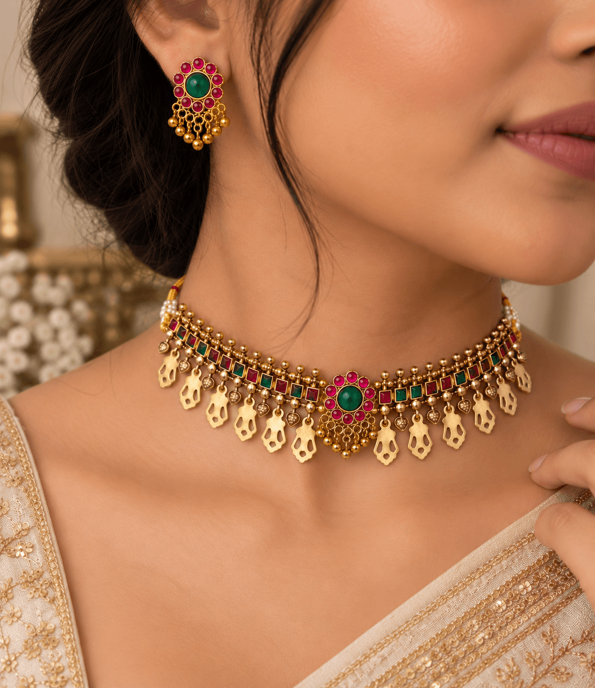 Vasudha Temple Choker Set view 2