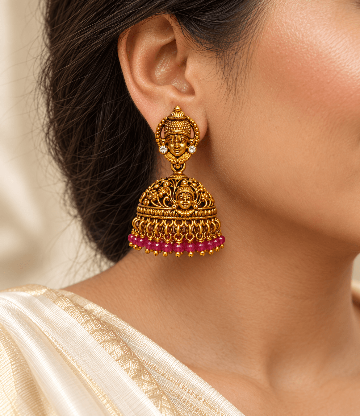 Tirumala Ruby Jhumkas view 2
