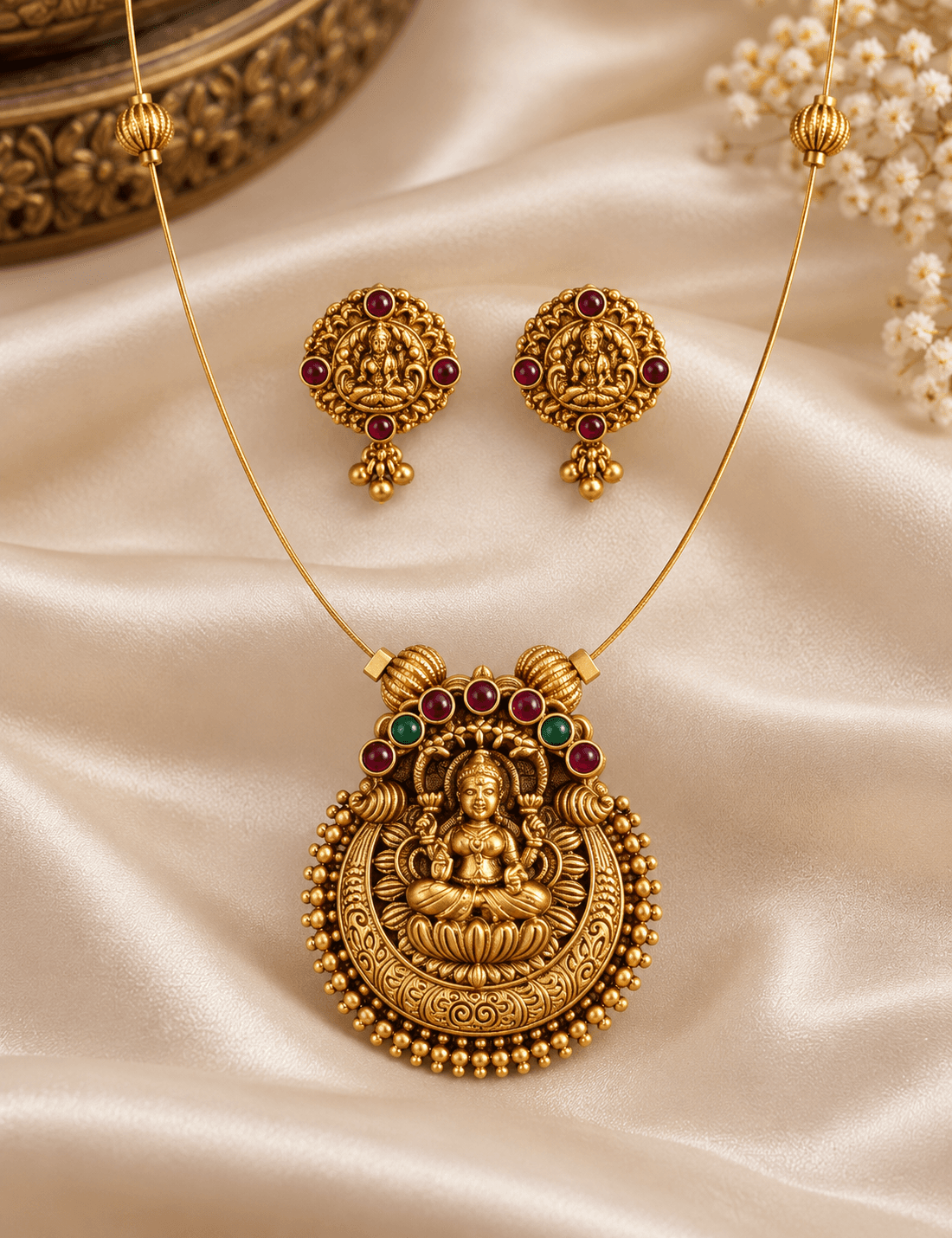 Lakshmika Temple Pendant Set