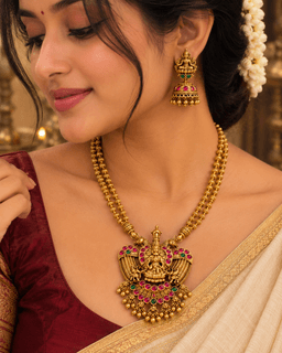 Saraswati Mayura Temple Necklace Set thumbnail 2