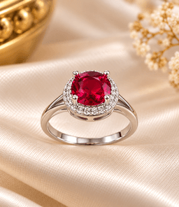 Ruby Halo Solitaire Ring thumbnail 1