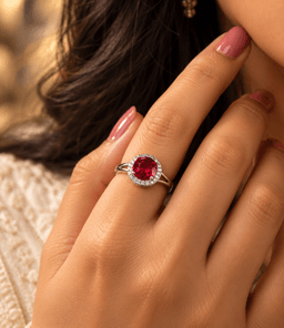 Ruby Halo Solitaire Ring thumbnail 2