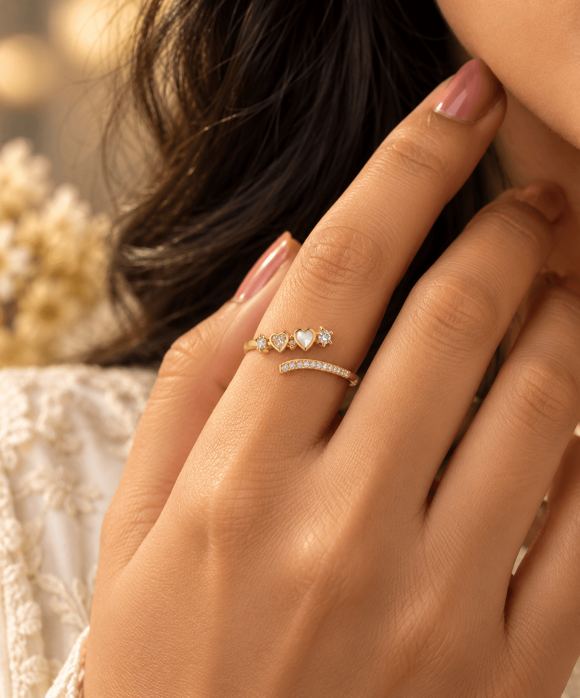 Amora Heartline Adjustable Ring view 2