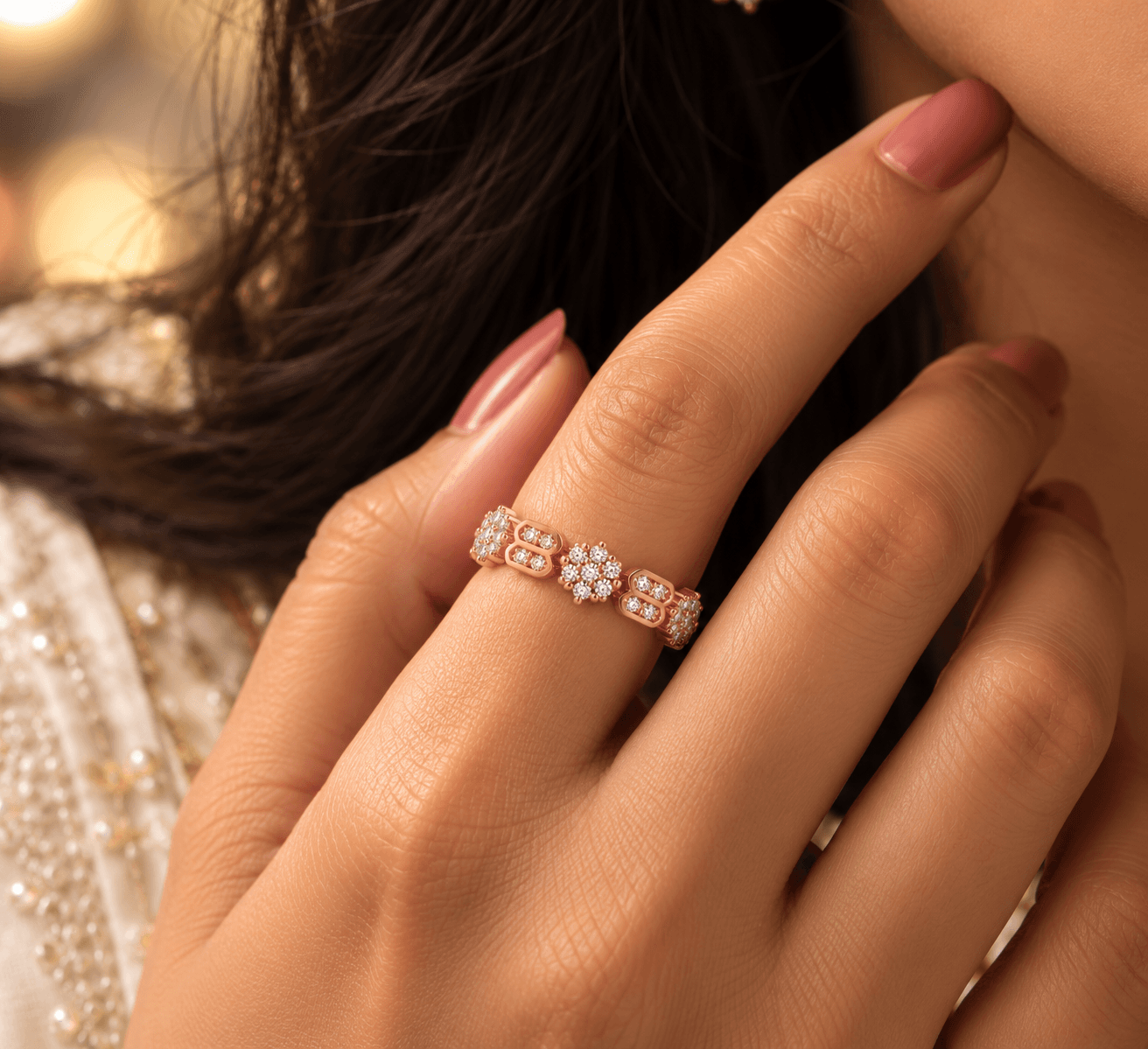 Roselle Floral Spark Ring view 2